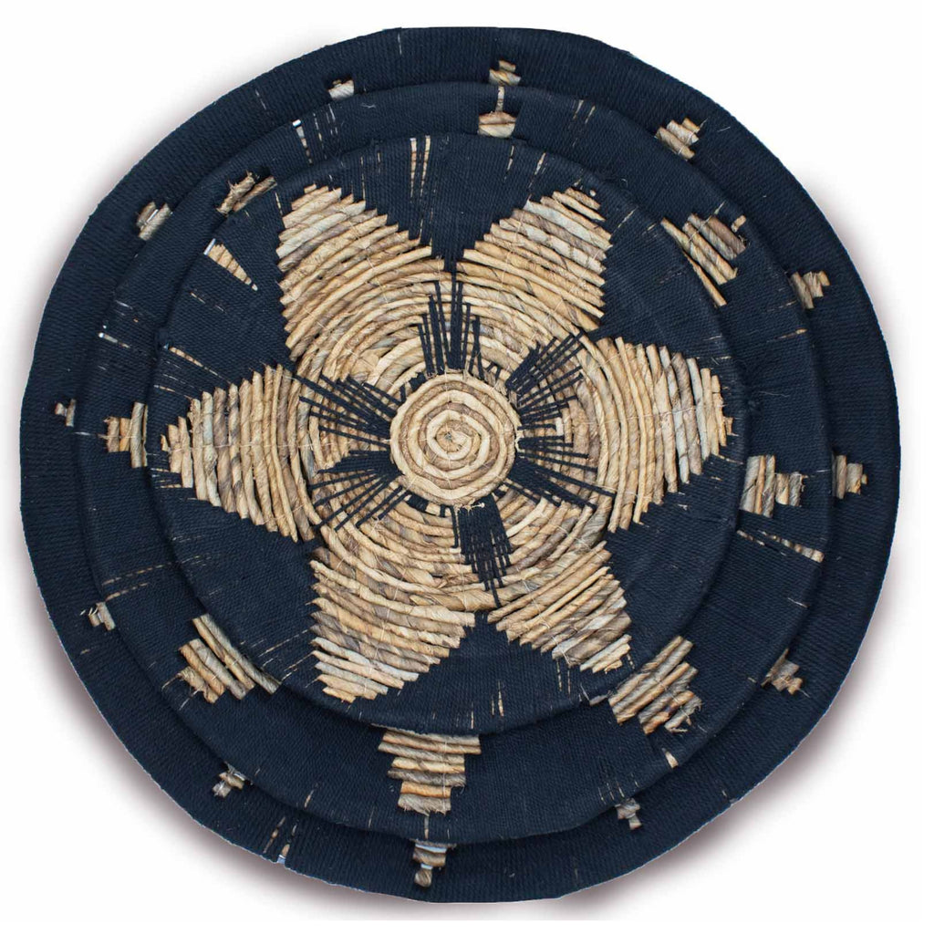 Set of Three Seagrass Bowls Wall Art - Black Image 1