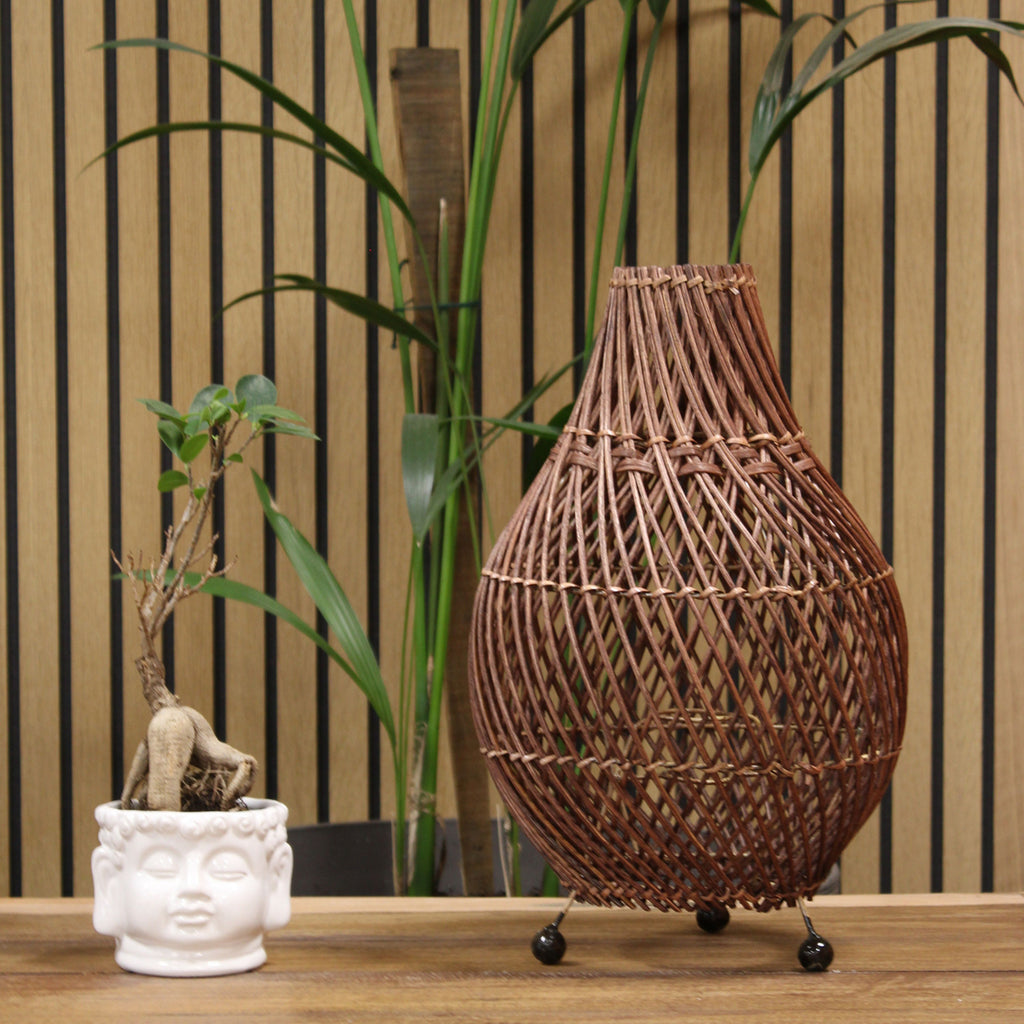 Handwoven Rattan Table Lamps - Dark Brown Image 5