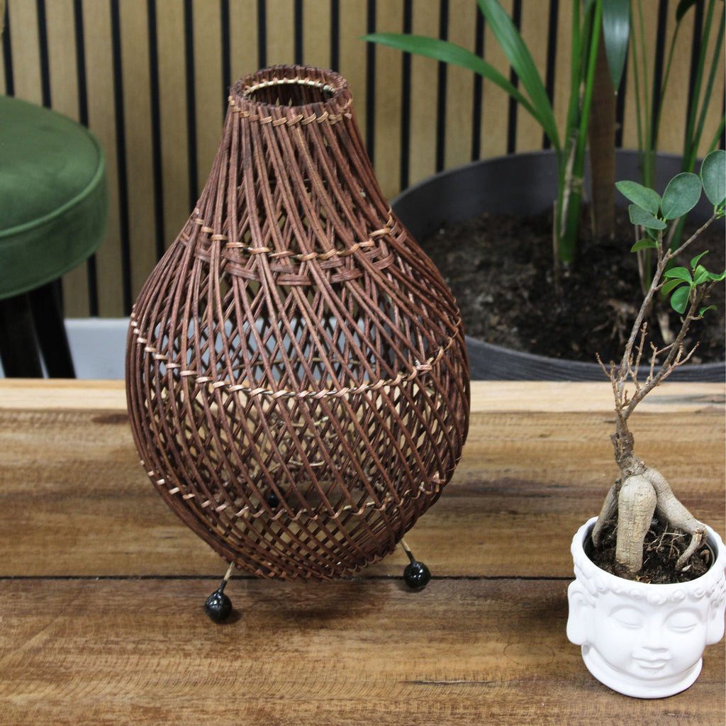 Handwoven Rattan Table Lamps - Dark Brown Image 2