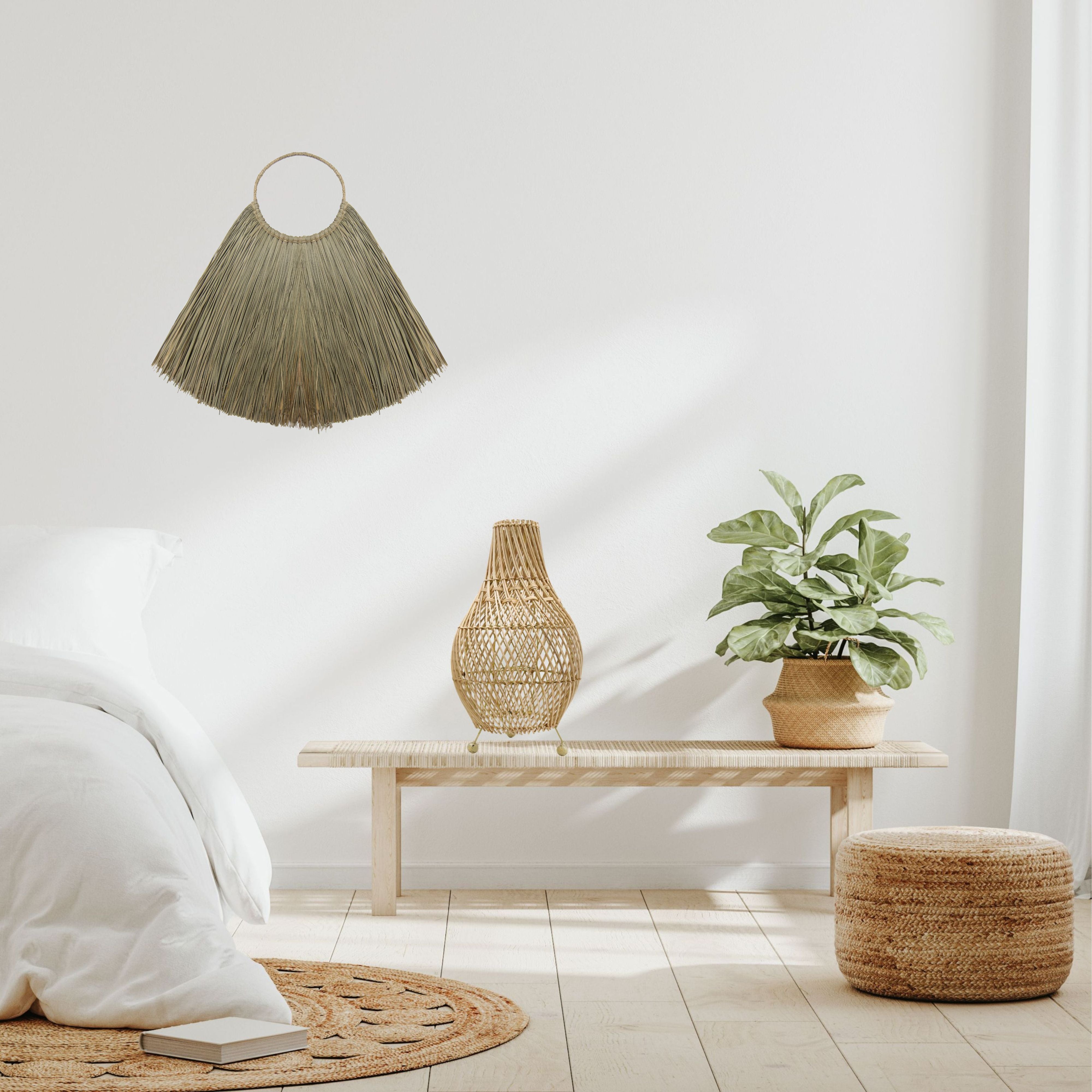 Large Seagrass Fan Wall Decor – Handmade Natural Boho Statement