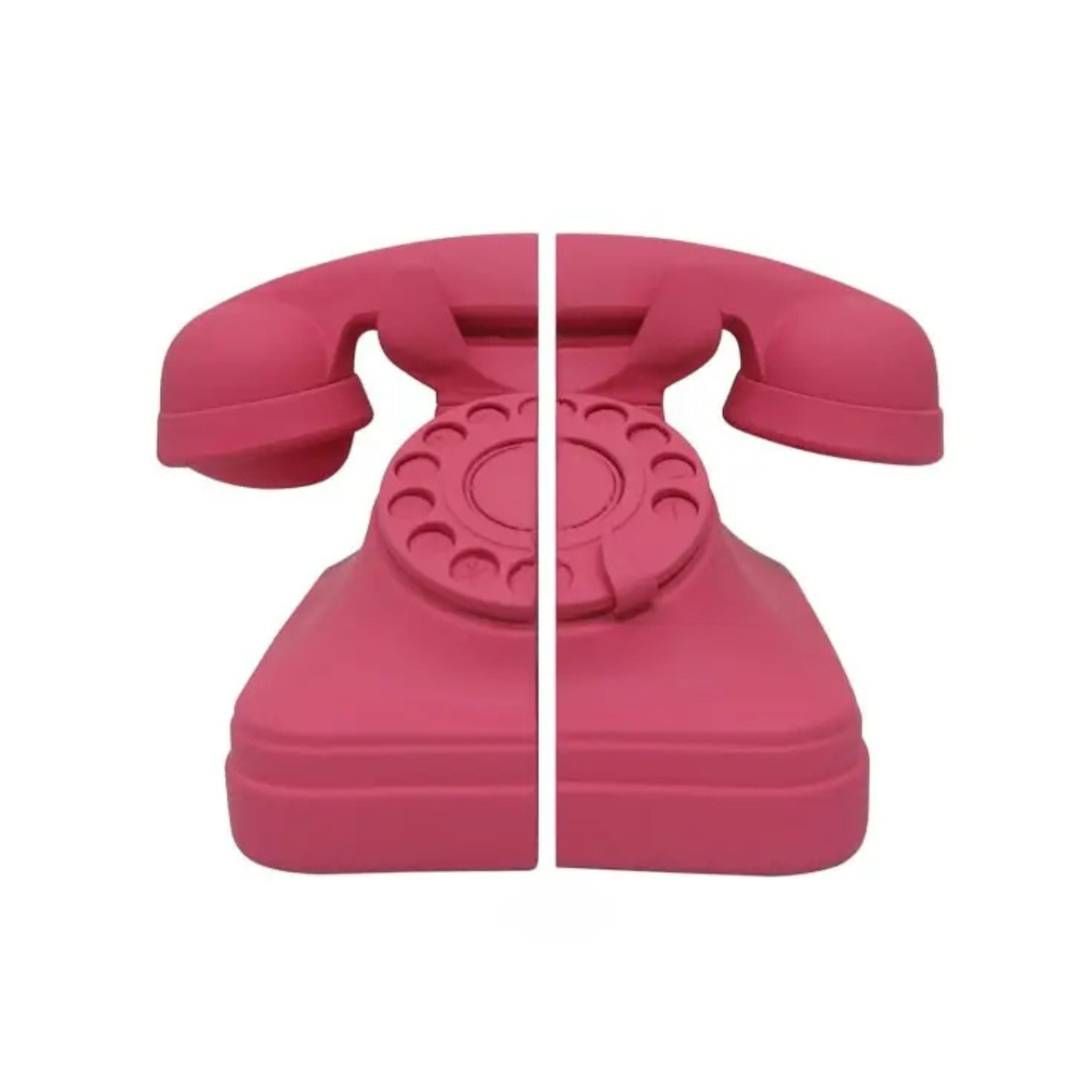 Set of Matt Telephone Bookends – Aqua Blue or Pink/Red Retro Bookends