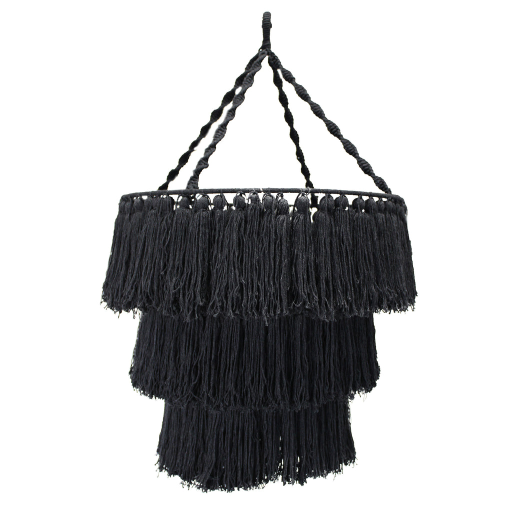 Boho Luxe Macramé Chandelier - Black Image 2