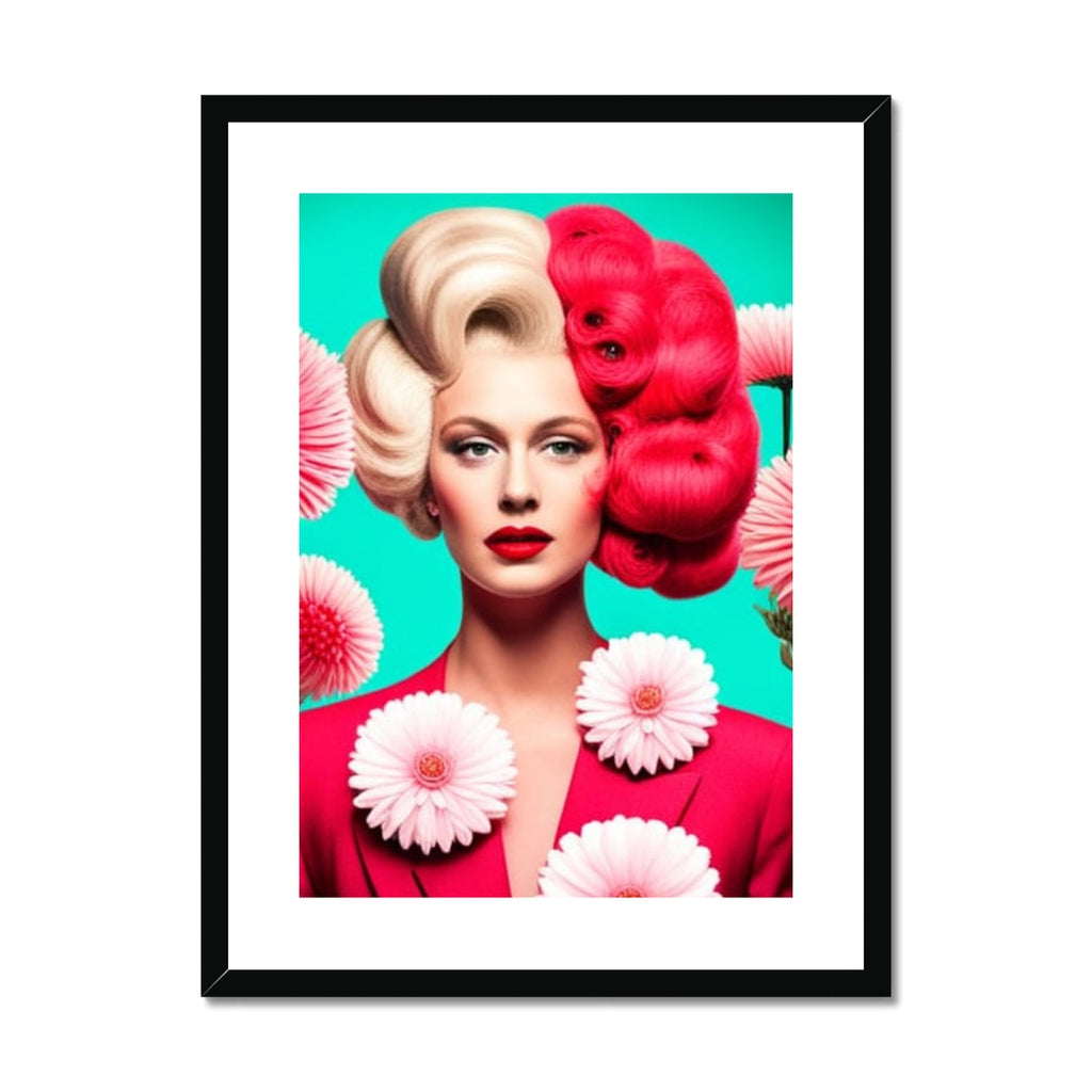 Penelope the Girl with Pink in her Hair - Framed & Mounted Print