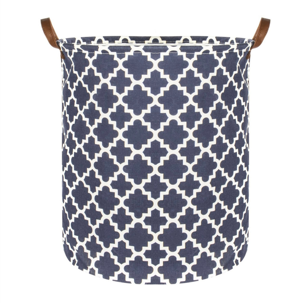 Black and White Geometric Pattern Laundry Basket with Drawstring Cover In Size Small and Large
