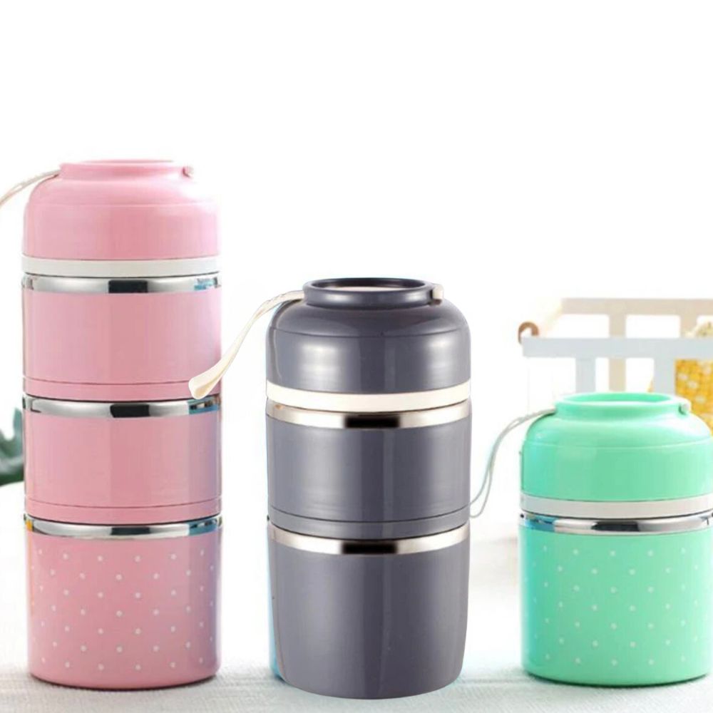 Japanese Style Thermal Leak-Proof Stainless Steel Bento Box in Various Layers and Colours