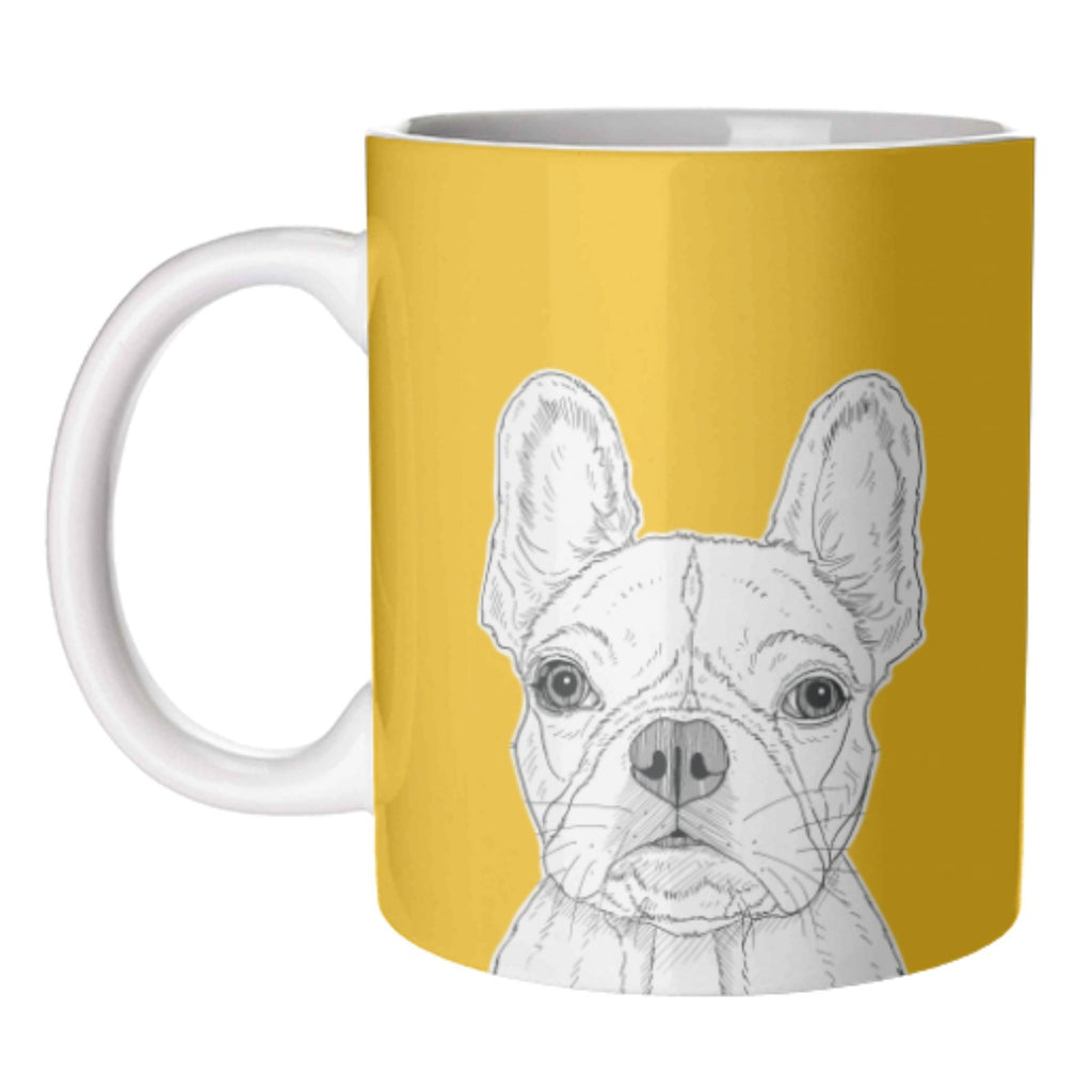 French Bulldog Portrait  Mug with Yellow Background - By Adam Regester