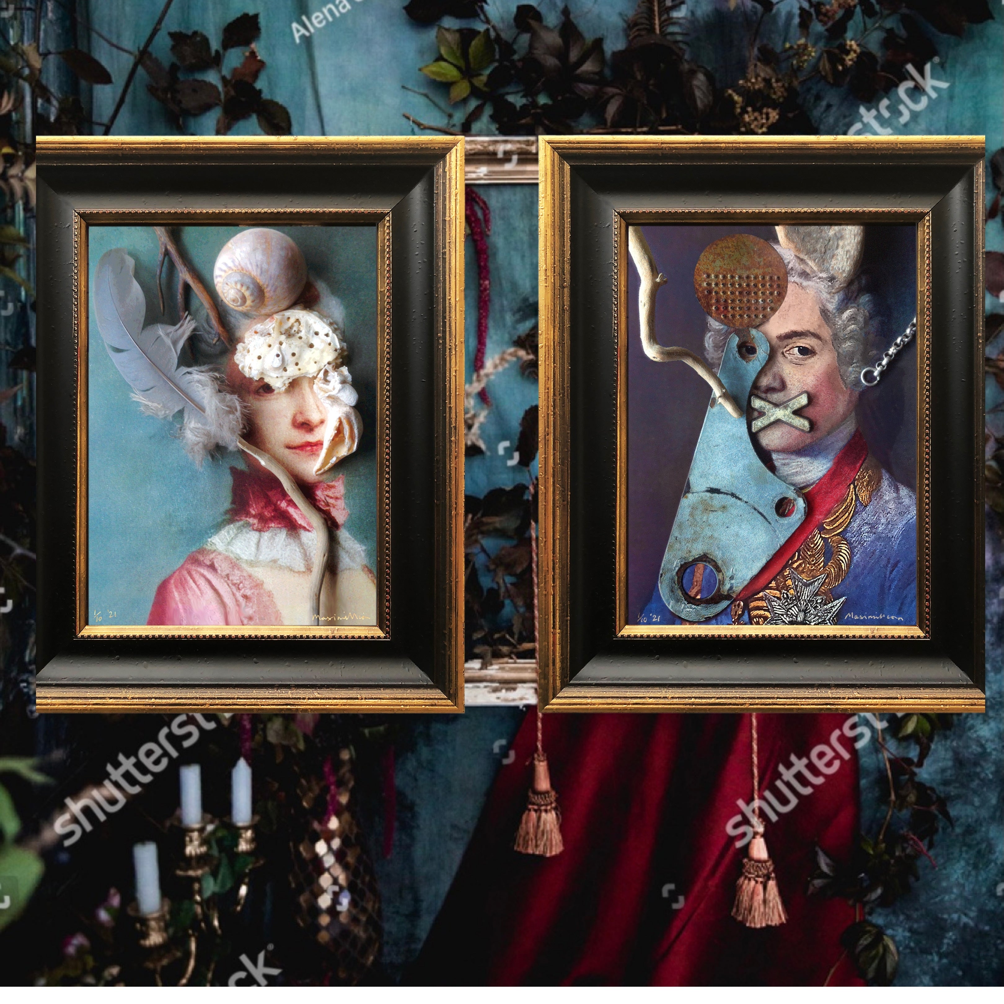 Limited Edition Pair of Prints Entitled Queen & King