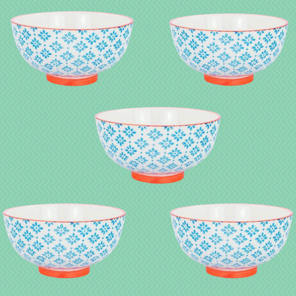 Nicola Spring Hand Printed 4.5" Rice Bowls - Set of 6 & 3 Colours