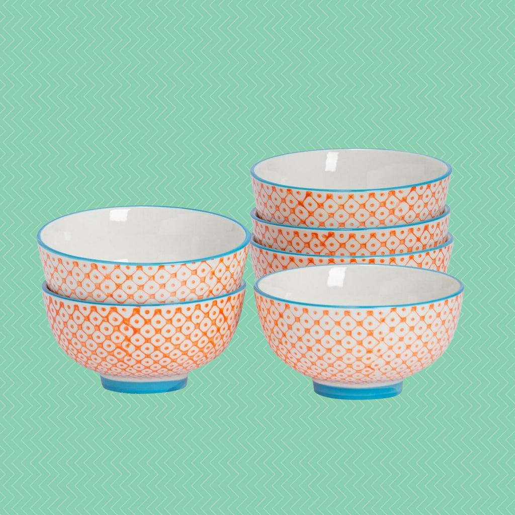 Nicola Spring Hand Printed 4.5" Rice Bowls - Set of 6 & 3 Colours