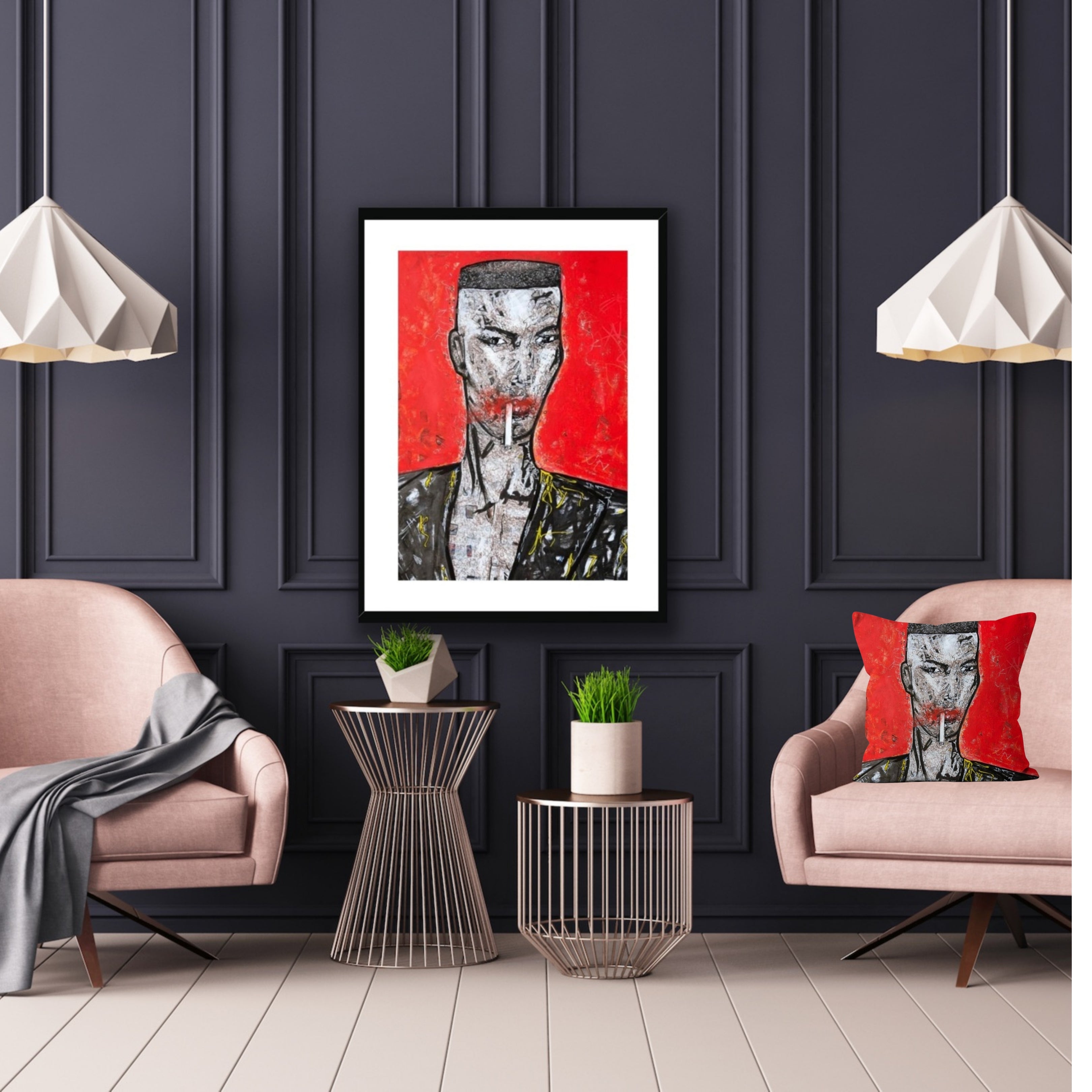 Grace Jones Print by Michelle Watson - Framed & Mounted Print