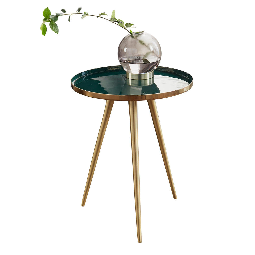 Side Table Green Enamel Tray