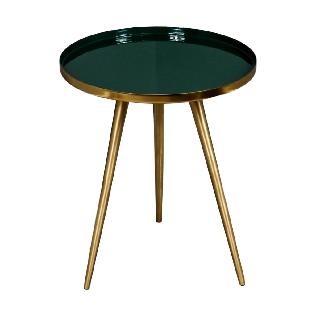 Side Table Green Enamel Tray