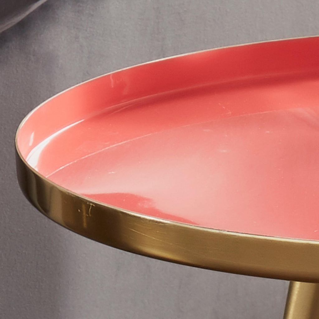 Side Table Coral Enamel Tray