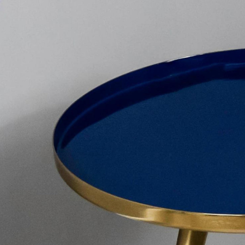 Side Table Blue Enamel Tray