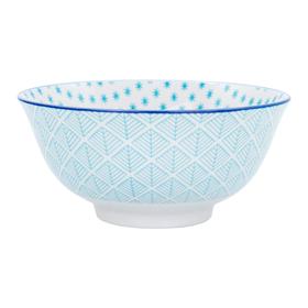 Nicola Spring Printed Cereal Bowl - Geometric - Turquoise