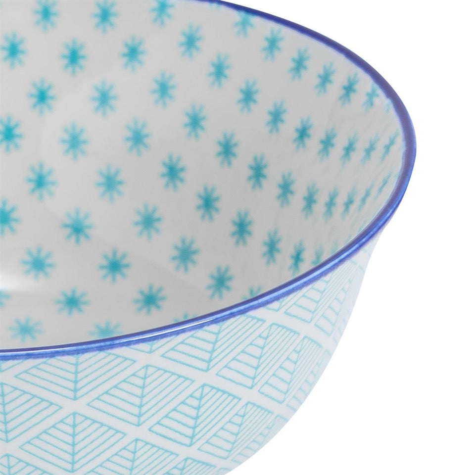 Nicola Spring Printed Cereal Bowl - Geometric - Turquoise